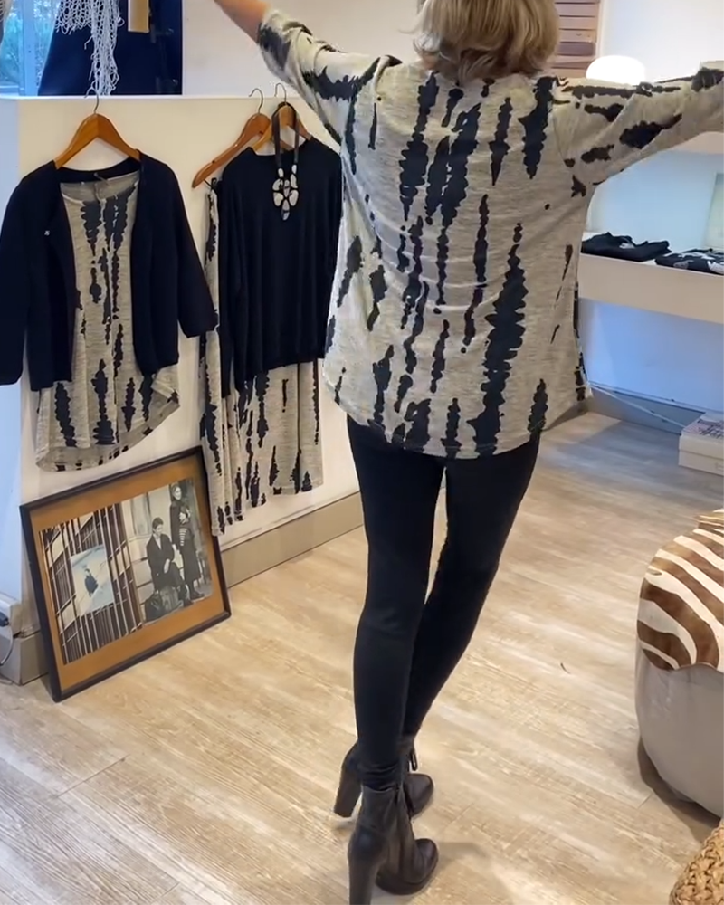 Bluse Dreiviertelarm Locker Bedruckt