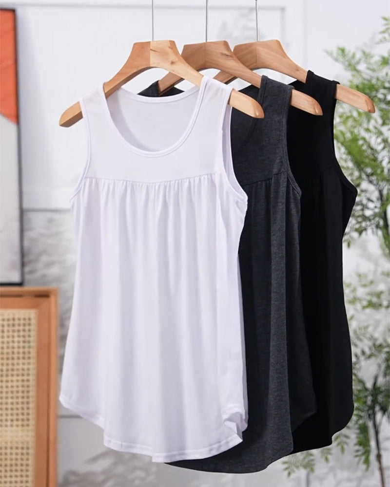 Dreiteiliges Set Ärmellose Plissierte Weite Weste