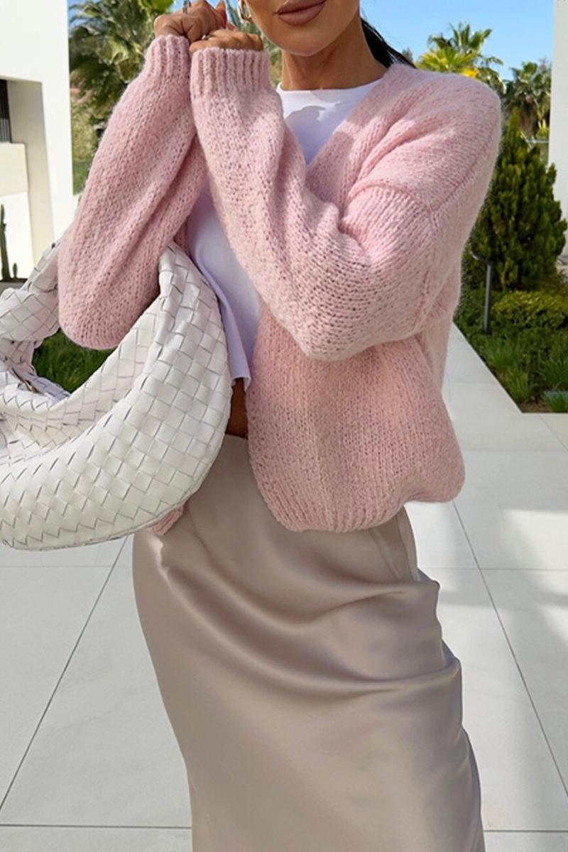 Heidi-Mode | Casual Einfarbig Patchwork V-Ausschnitt Oberbekleidung- 4 Farben