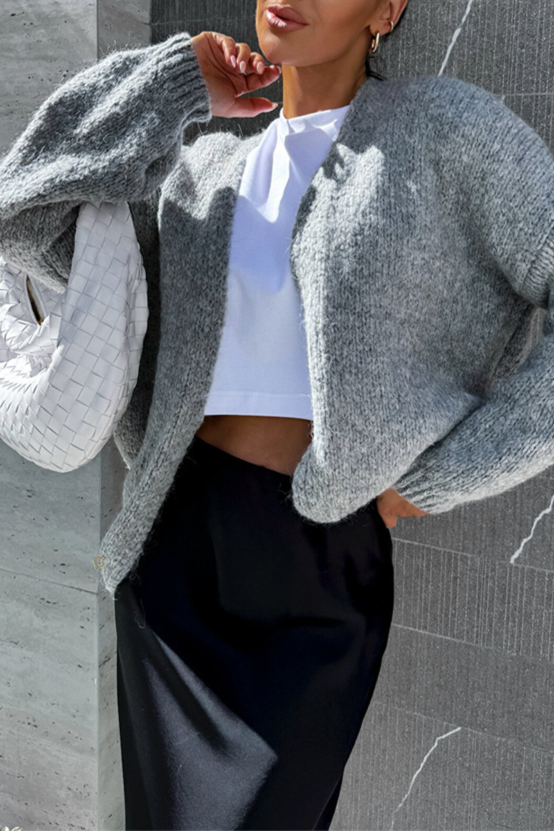 Heidi-Mode | Casual Einfarbig Patchwork V-Ausschnitt Oberbekleidung- 4 Farben