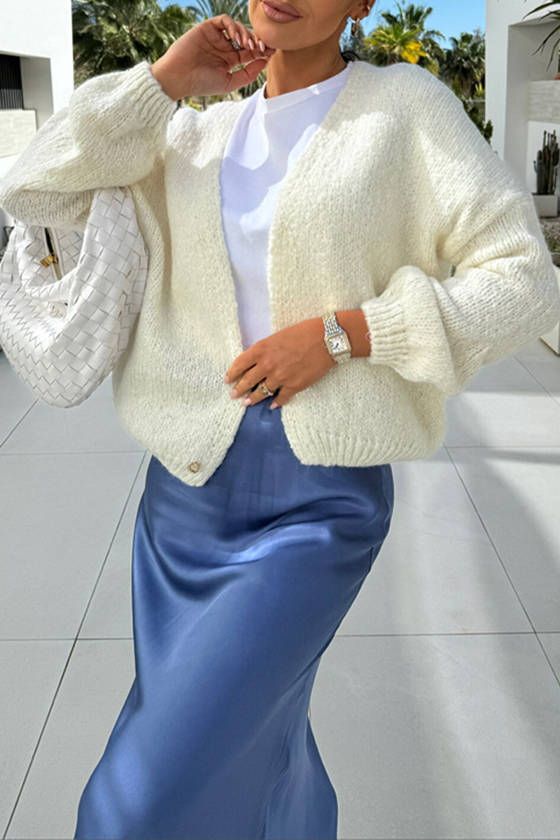 Heidi-Mode | Casual Einfarbig Patchwork V-Ausschnitt Oberbekleidung- 4 Farben