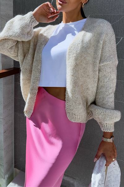 Heidi-Mode | Casual Einfarbig Patchwork V-Ausschnitt Oberbekleidung- 4 Farben