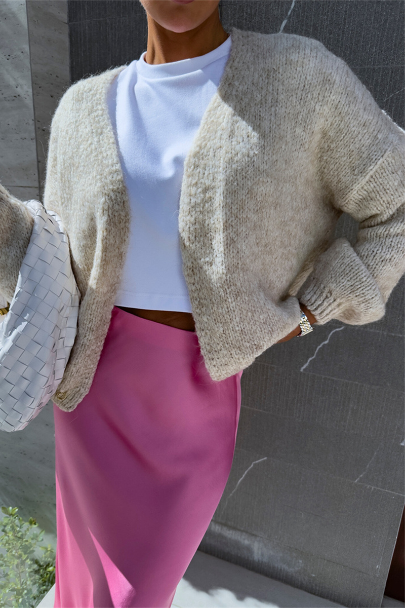 Heidi-Mode | Casual Einfarbig Patchwork V-Ausschnitt Oberbekleidung- 4 Farben