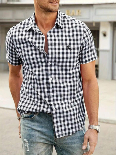 Oktoberfest Karohemd Herren – Kurzarm Trachtenhemd in Rot-Weiß