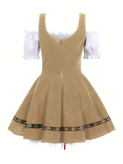 Oktoberfest Dirndl Kleid für Damen – Traditionelles Trachtenkleid mit Schürze