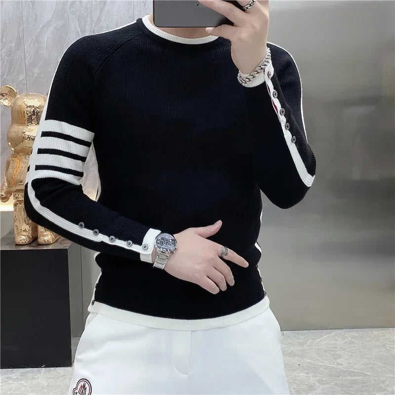 Einfacher stilvoller langer Winterpullover für Männer