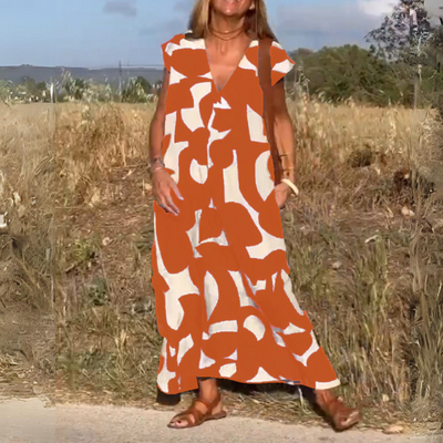 ELENA | BEDRUCKTES KLEID MIT V-AUSSCHNITT