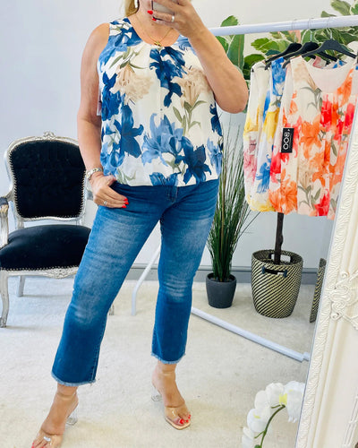 Tanktop Ärmellos Blumen Plissiert