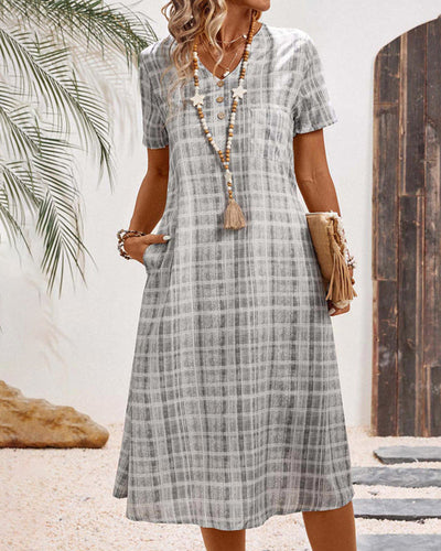 Kleid Kurzarm Kariert Lässig