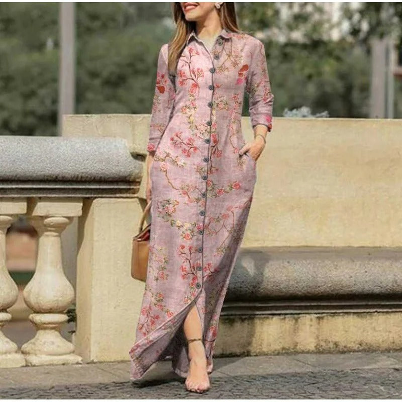 Langes Geblümtes Kleid für Damen