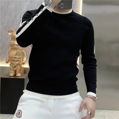 Einfacher stilvoller langer Winterpullover für Männer
