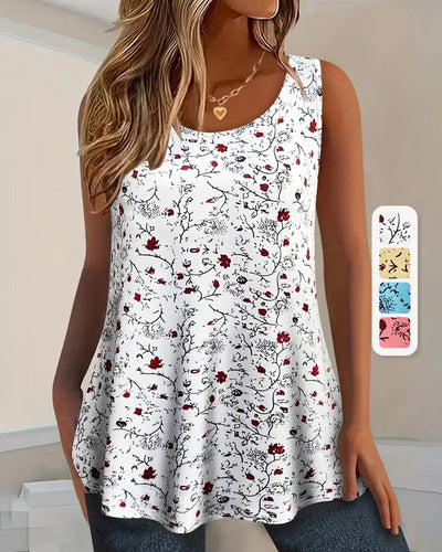 Top Rundhals Bedruckt Ärmellos