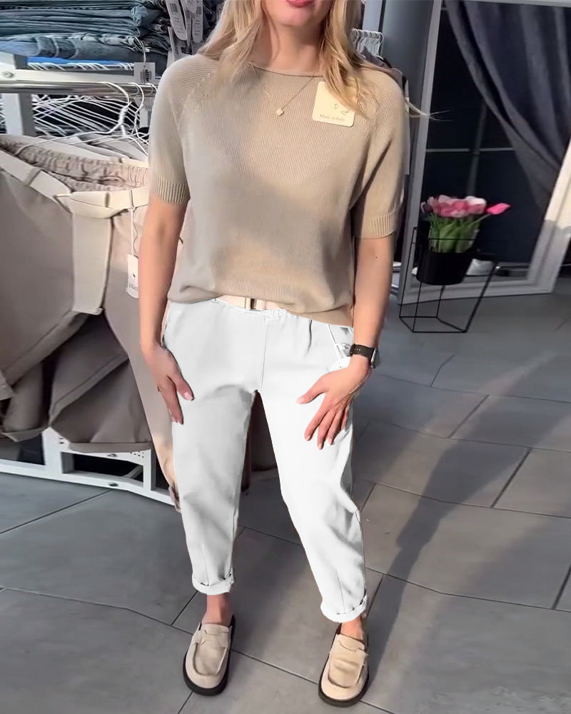 Hose einfarbig lässig gerade