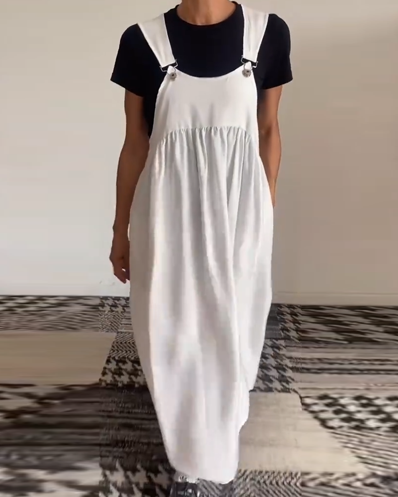 Heidi-Mode | Kleid Lässig Einfarbig Hosenträger