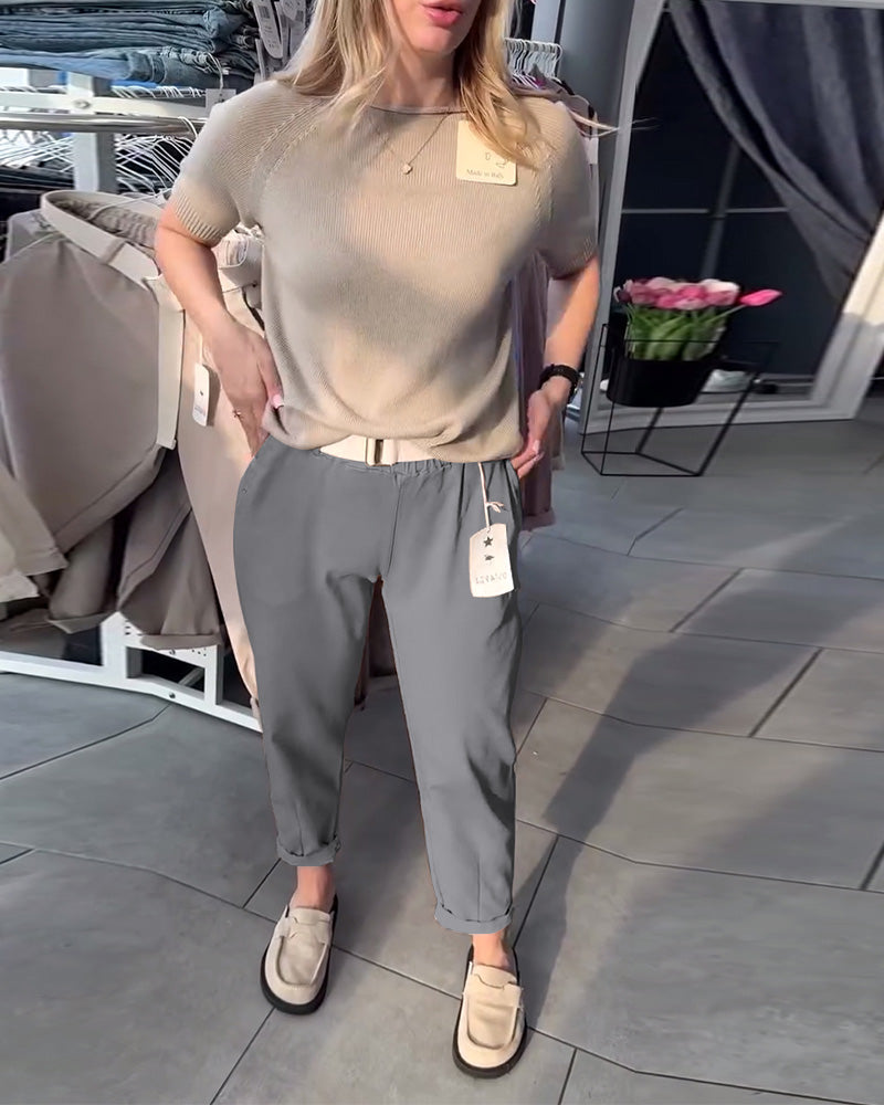 Hose einfarbig lässig gerade