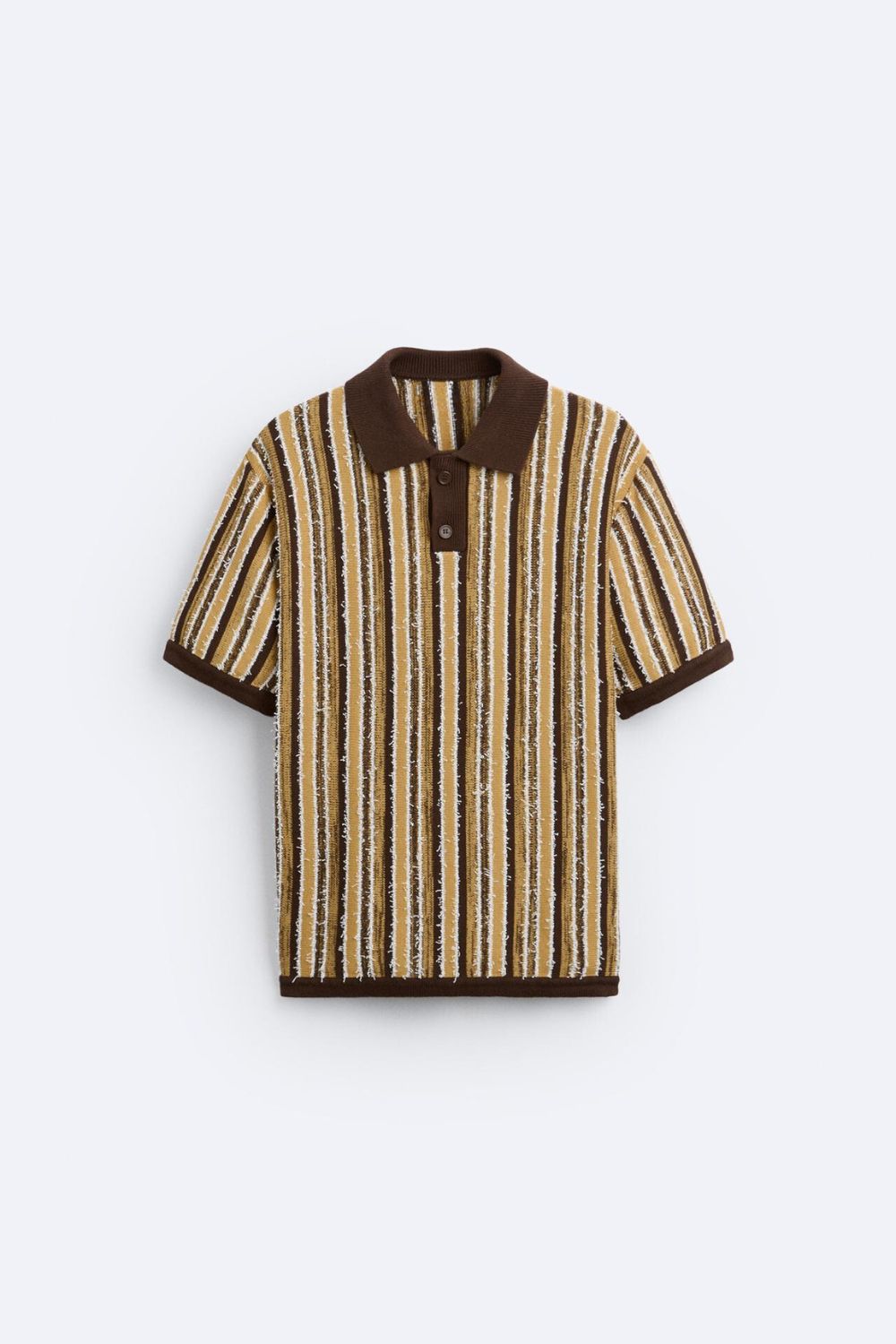 Retro Strick-Poloshirt mit Streifenmuster