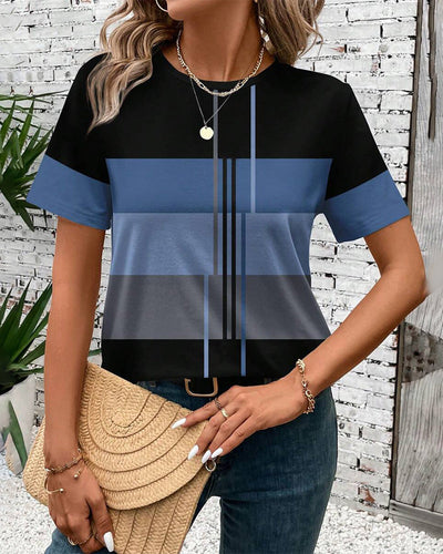 T-Shirt Rundhals Geometrischer Druck Kurzarm