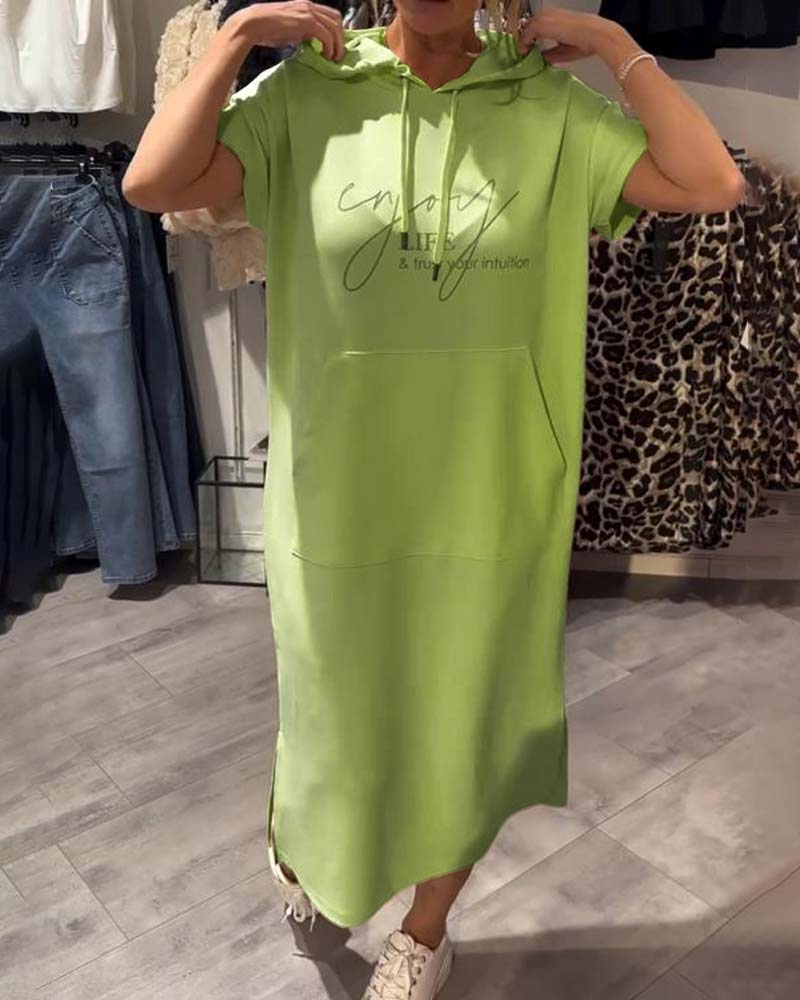 Kleid Mit Kapuze Casual Kordelzug