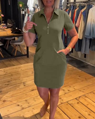 Kleid Revers Reißverschluss