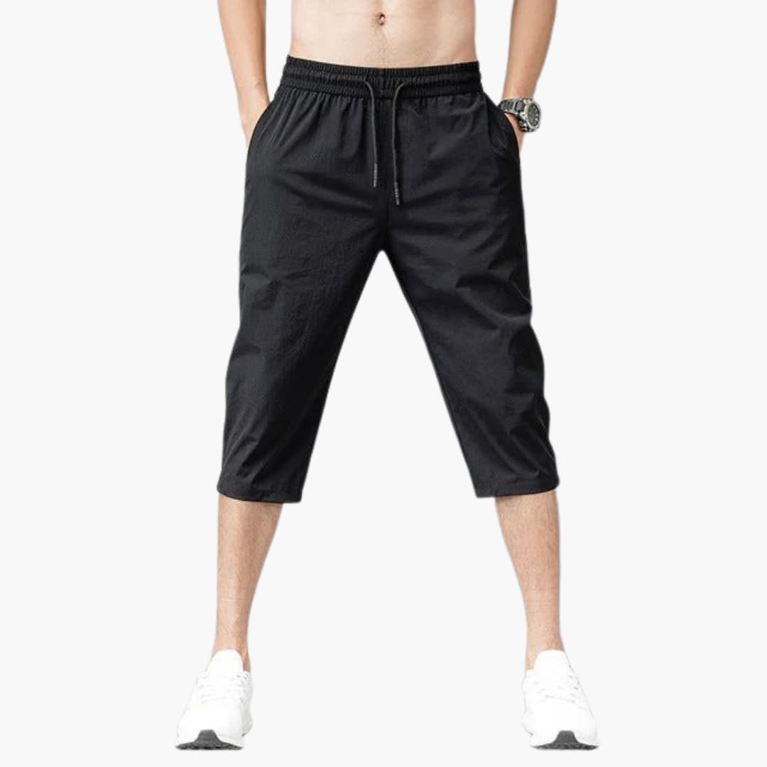 Herren Sommer Dreiviertel Shorts mit Kordelzug und geradem Bein