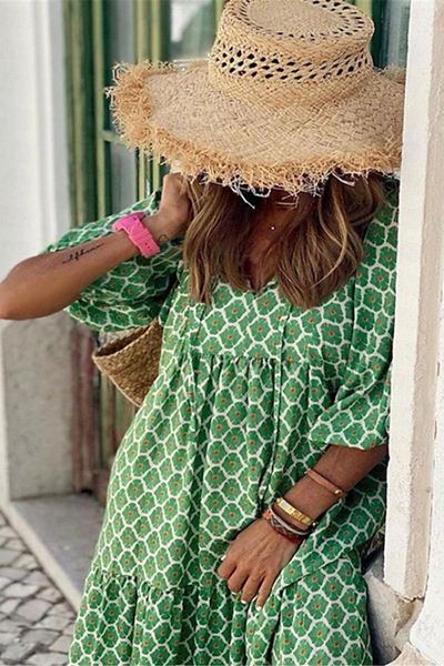 VANESSA | MAXI-KLEID LANG MIT DRUCK