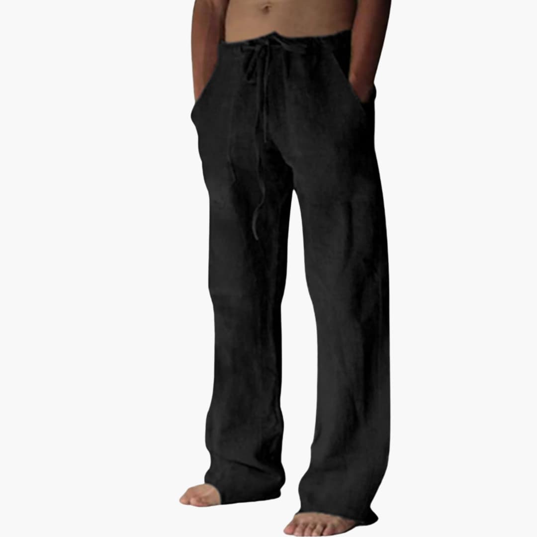 Herren Freizeithose aus Leinen mit Kordelzug für Sommer