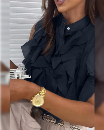 Tank Top Designer Ruffle Ärmellos