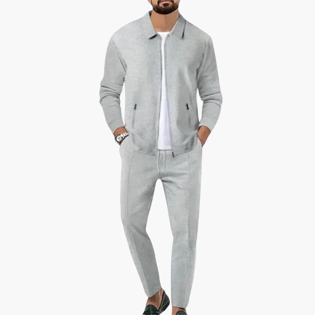 Herren Zweiteiler mit Reißverschlusshemd und Geradschnitt-Hose