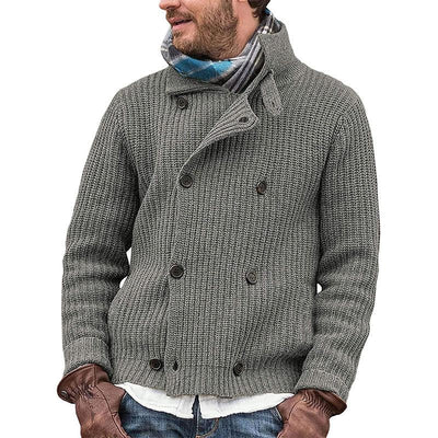 Einfarbige Strickjacke mit Knopfleiste für Männer
