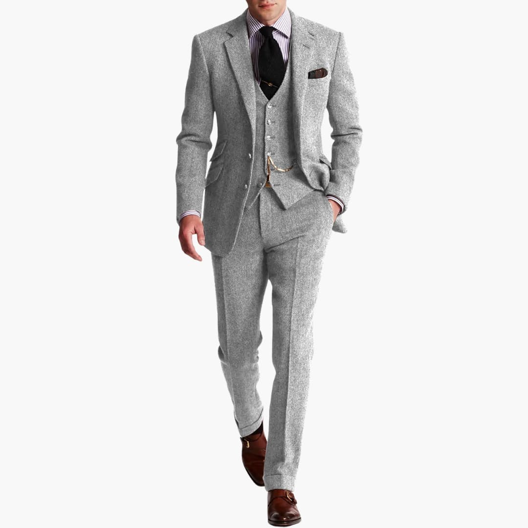 Herren dreiteiliger Anzug mit Weste für Herbst und Winter