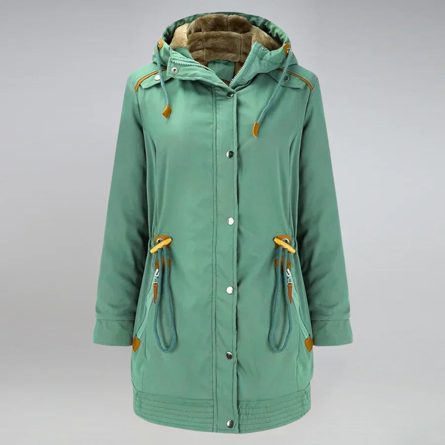 Lange Fluffige Parka-Winterjacke für Frauen