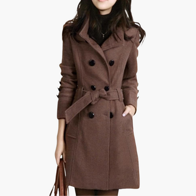 Damen Trenchcoat mit Gürtel und doppelten Knöpfen