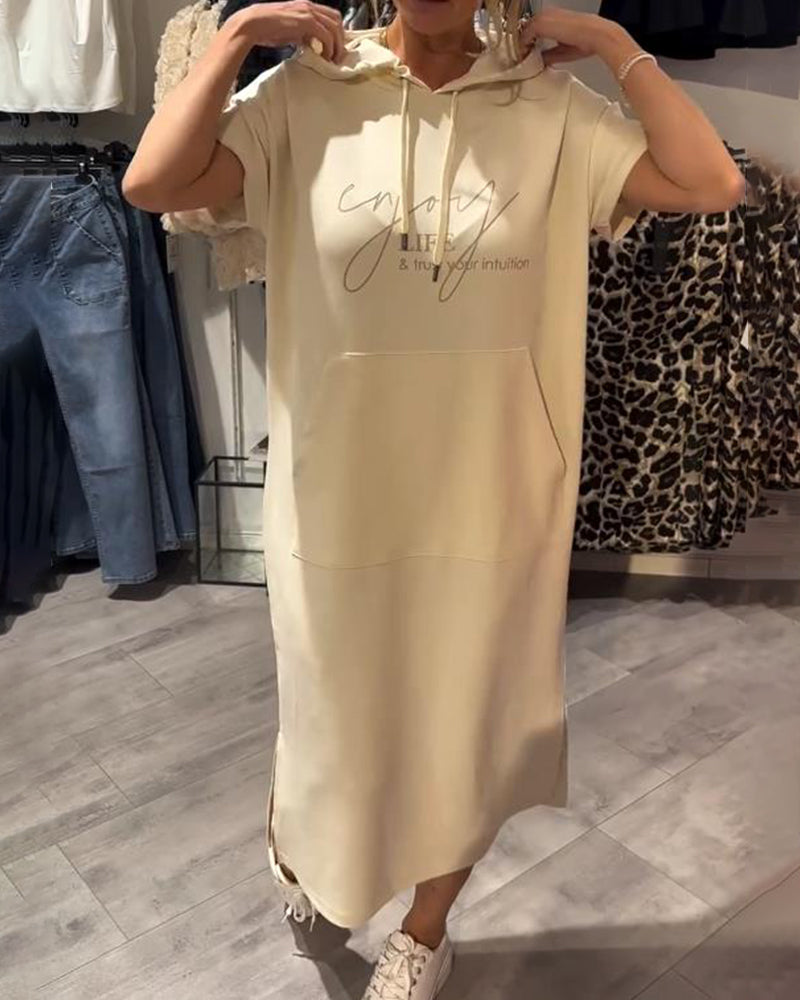 Kleid Mit Kapuze Casual Kordelzug