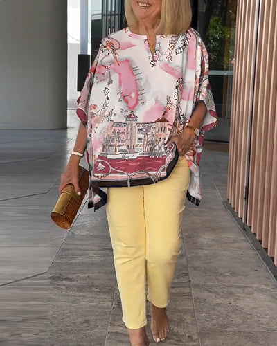 Bluse Fledermausärmel Druck