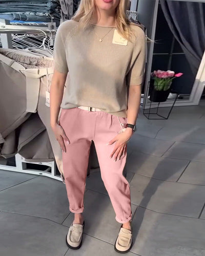 Hose einfarbig lässig gerade