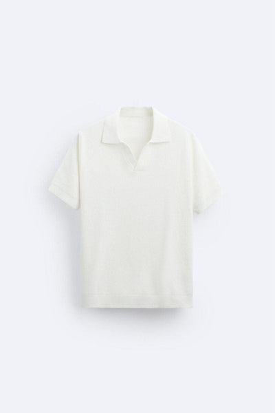Klassisches Strick-Poloshirt in Weiß