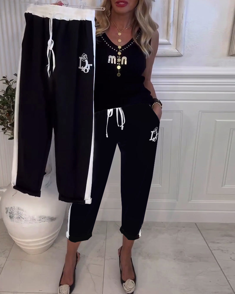 Hose lässig Slim Fit elastischer Kordelzug