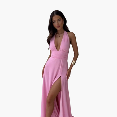 Maxikleid mit Schlitz & Neckholder - Damen Abendmode