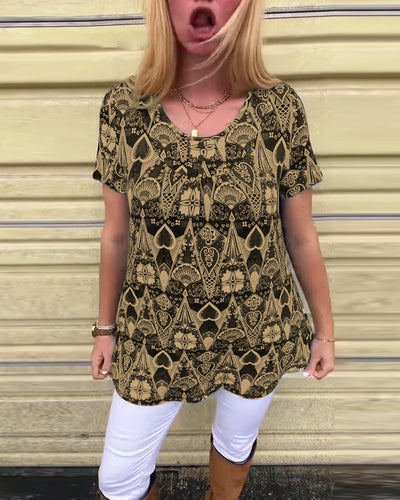 T-Shirt lässig Retro Rundhals bedruckt