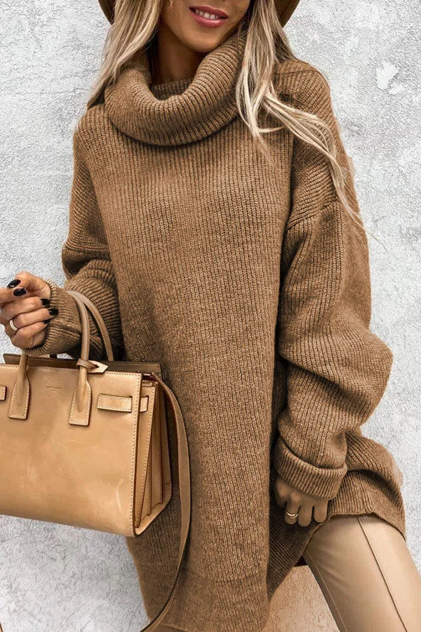 Modisch Rollkragen-Pullover Kleid für Damen