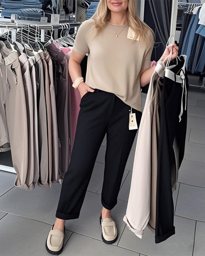 Hose einfarbig lässig gerade