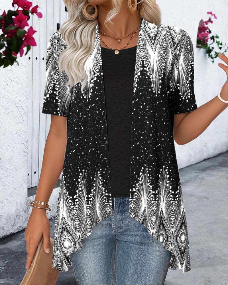 Bluse Unregelmäßig Kurzärmlig Positionierung Falsch Zweiteilig