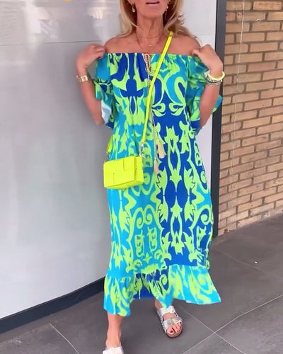 Kleid Glockenärmel Urlaubsdruck