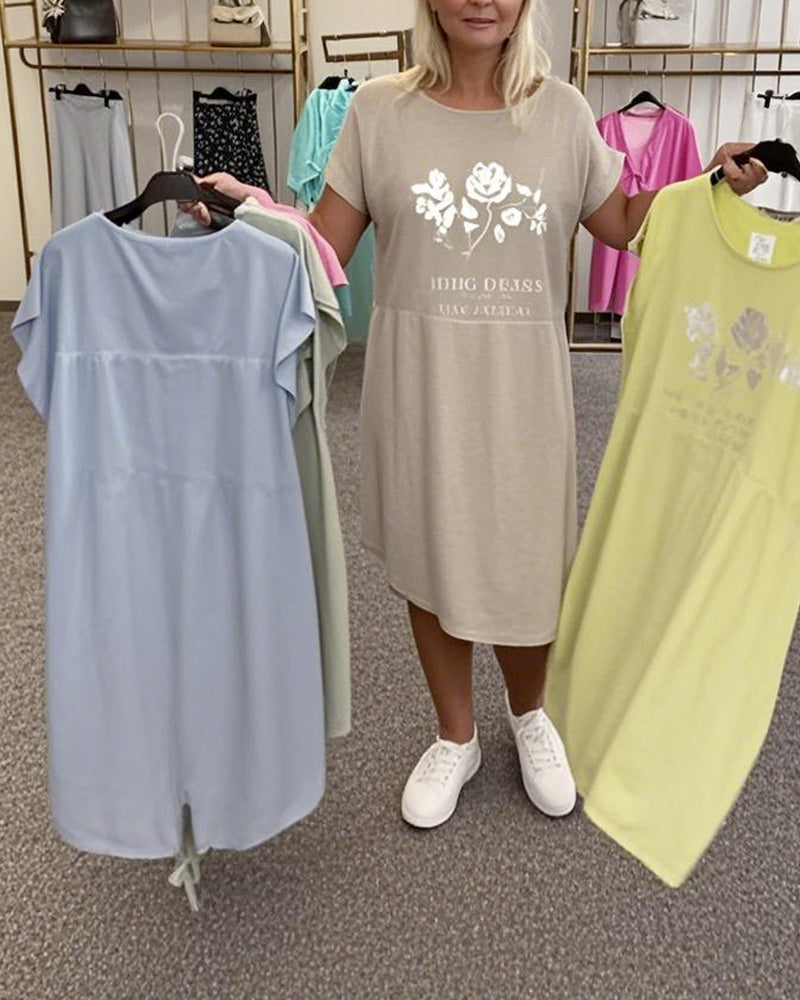 Kleid Casual Kurzärmlig Buchstabendruck