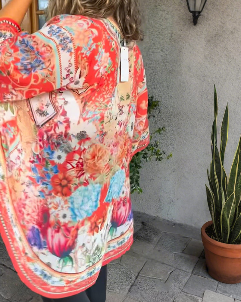 Bluse Fashion V-Ausschnitt geblümt