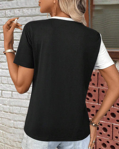 T-Shirt Rundhals Kontrastfarbe Vielseitig