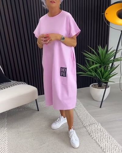 Kleid Kurzarm Lässig Gerade Tasche