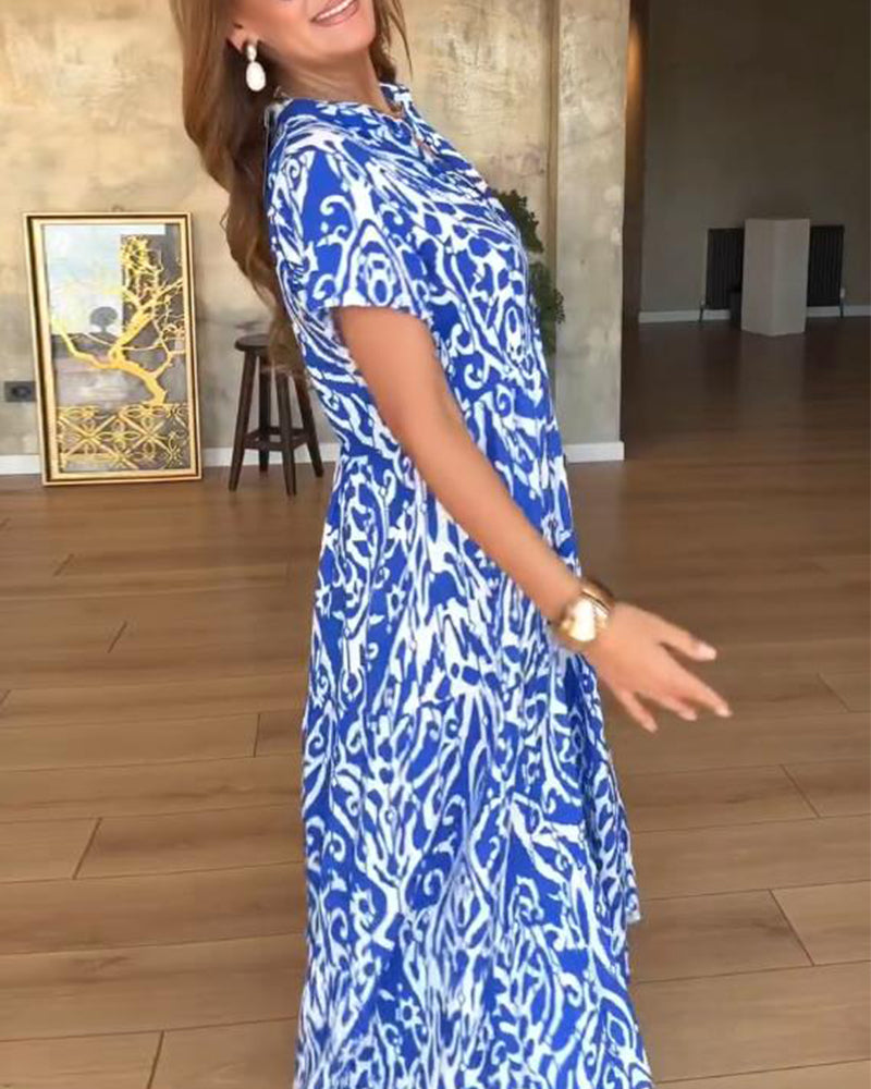 Kleid Kurzarm Bedruckt Mode