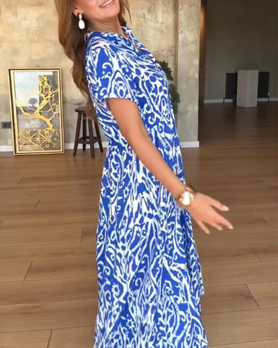 Kleid Kurzarm Bedruckt Mode