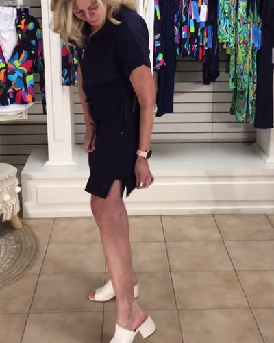 Kleid Halber Reißverschluss Kordelzug Sportlich Polo